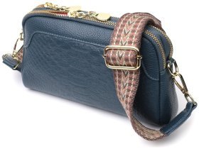 Синя жіноча плечова сумка з натуральної шкіри на два відділення Vintage 2422355
