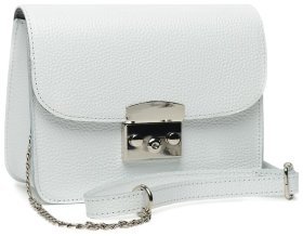 Жіноча шкіряна сумка-кроссбоді маленького розміру в білому кольорі Ricco Grande (15675)