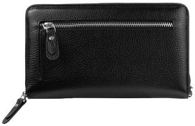 Місткий клатч із фактурної чорної шкіри Desisan 81092