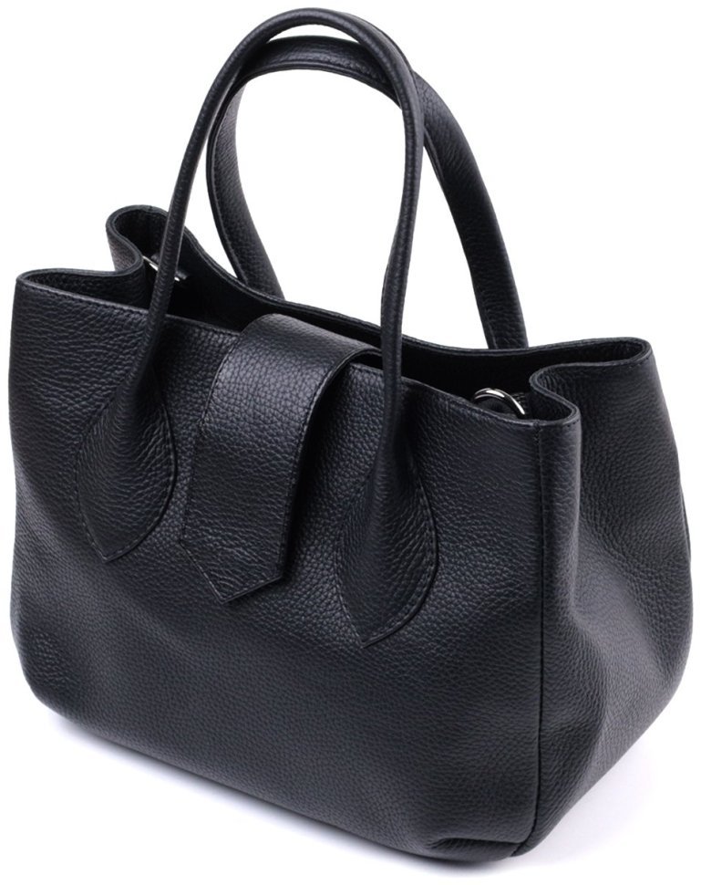 Элегантная женская сумка из натуральной фактурной кожи черного цвета Shvigel 91092 modnotak фото №1