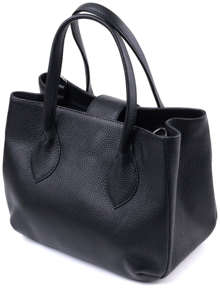 Элегантная женская сумка из натуральной фактурной кожи черного цвета Shvigel 91092 modnotak фото №2