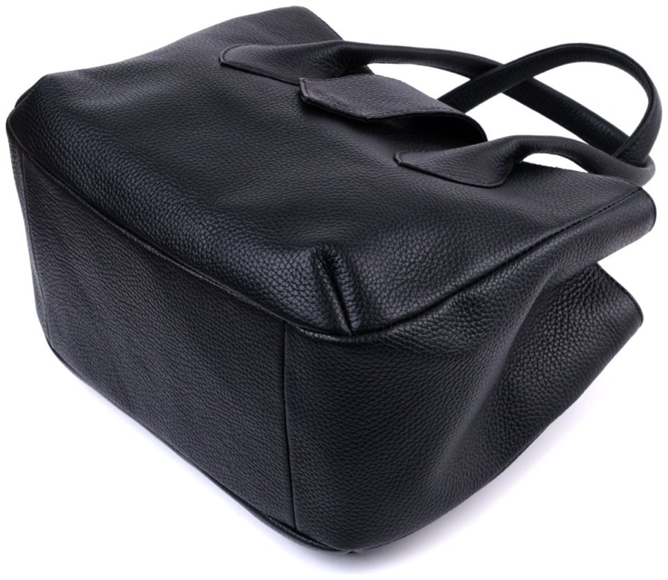 Элегантная женская сумка из натуральной фактурной кожи черного цвета Shvigel 91092 modnotak фото №6