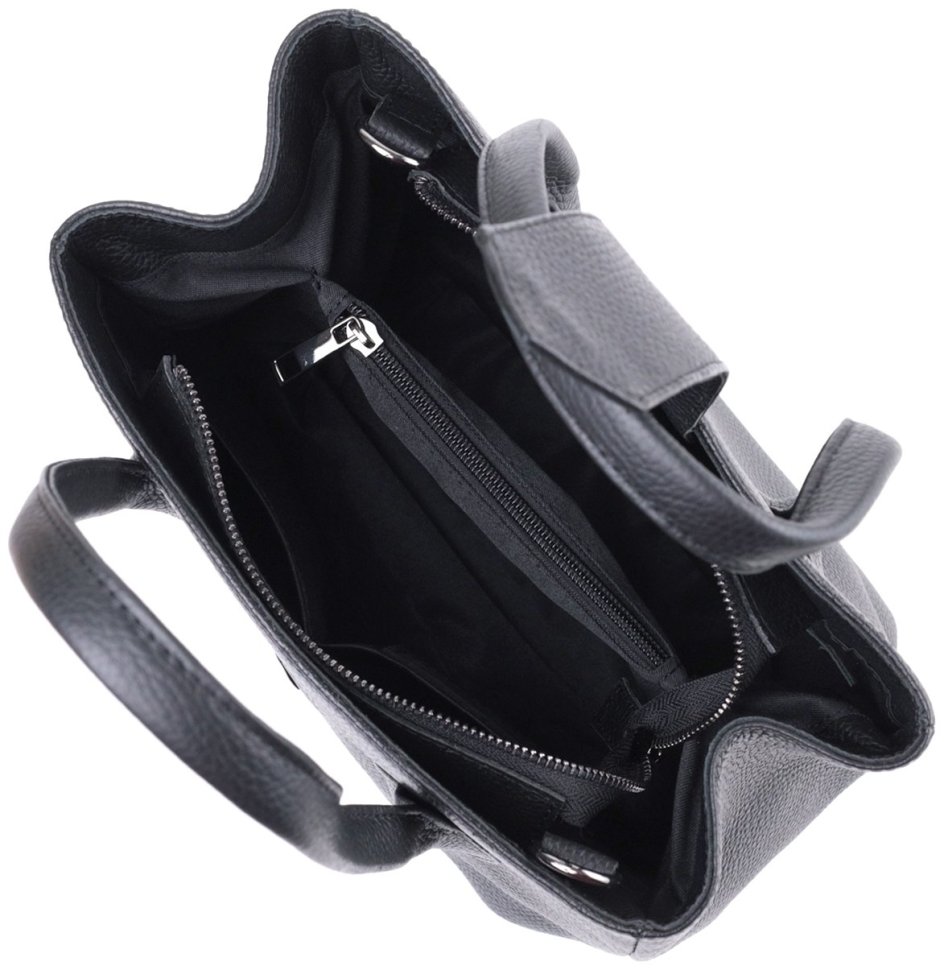 Элегантная женская сумка из натуральной фактурной кожи черного цвета Shvigel 91092 modnotak фото №7