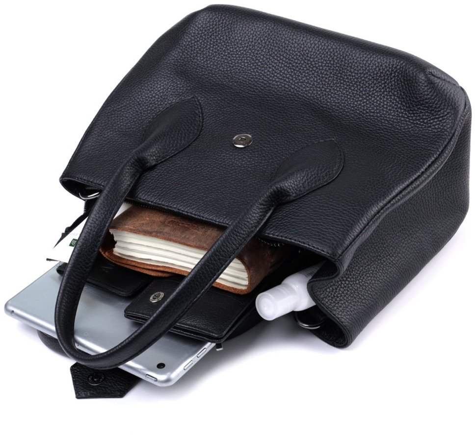 Элегантная женская сумка из натуральной фактурной кожи черного цвета Shvigel 91092 modnotak фото №9