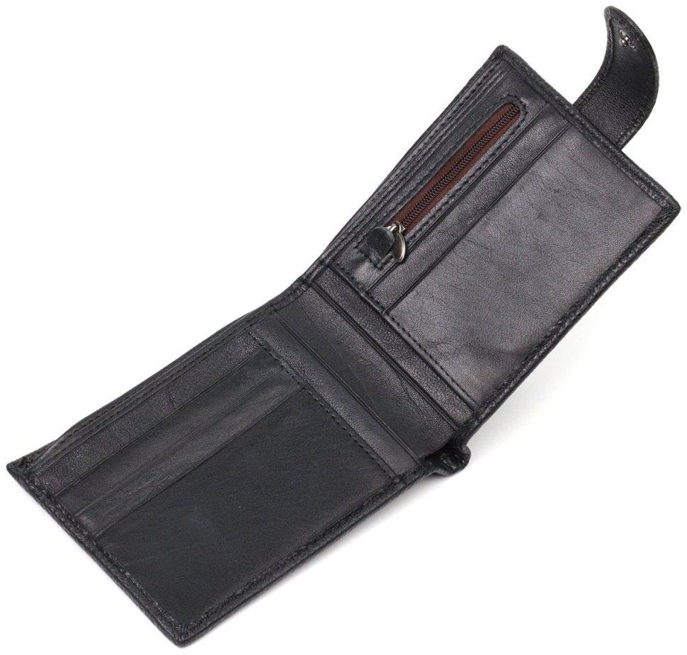 Мужской кошелек из натуральной кожи черного цвета Vintage Style 91392 modnotak фото №4