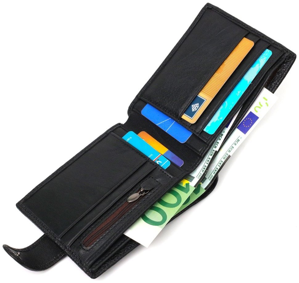 Мужской кошелек из натуральной кожи черного цвета Vintage Style 91392 modnotak фото №5