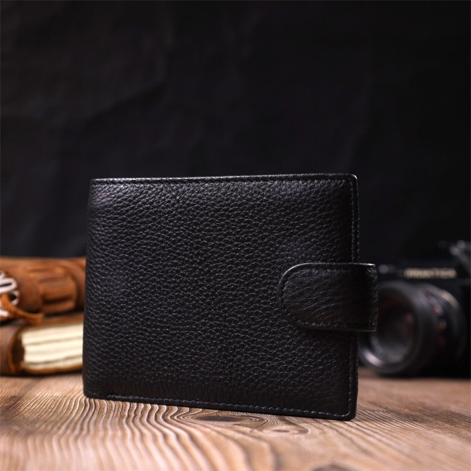 Мужской кошелек из натуральной кожи черного цвета Vintage Style 91392 modnotak фото №6