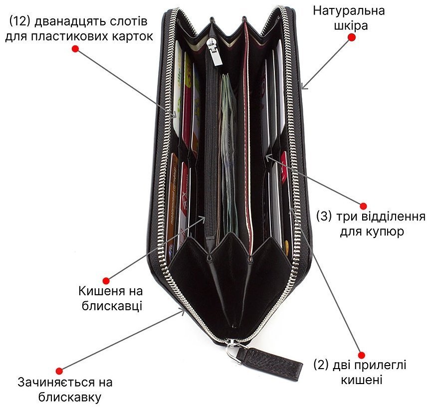 Чоловік шкіряний клатч на блискавки з ручкою для долоні Marco Coverna (10471) modnotak фото №4
