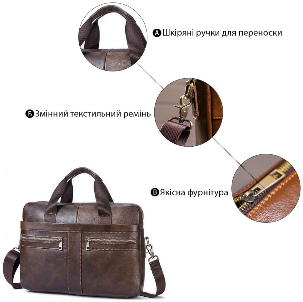 Стильная мужская деловая сумка под ноутбук и бумаги А4 формата VINTAGE STYLE (14626) modnotak фото №12