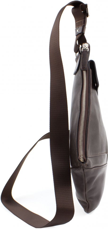 Шкіряна сумка в темно-коричневому кольорі через плече Grande Pelle (12418)