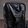 Чорний чоловічий слінг - рюкзак з натуральної гладкої шкіри VINTAGE STYLE (14777) - 5