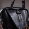 Чорний чоловічий слінг - рюкзак з натуральної гладкої шкіри VINTAGE STYLE (14777) - 6