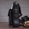 Черный мужской слинг - рюкзак из натуральной гладкой кожи VINTAGE STYLE (14777) - 7