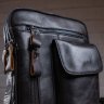 Черный мужской слинг - рюкзак из натуральной гладкой кожи VINTAGE STYLE (14777) - 9