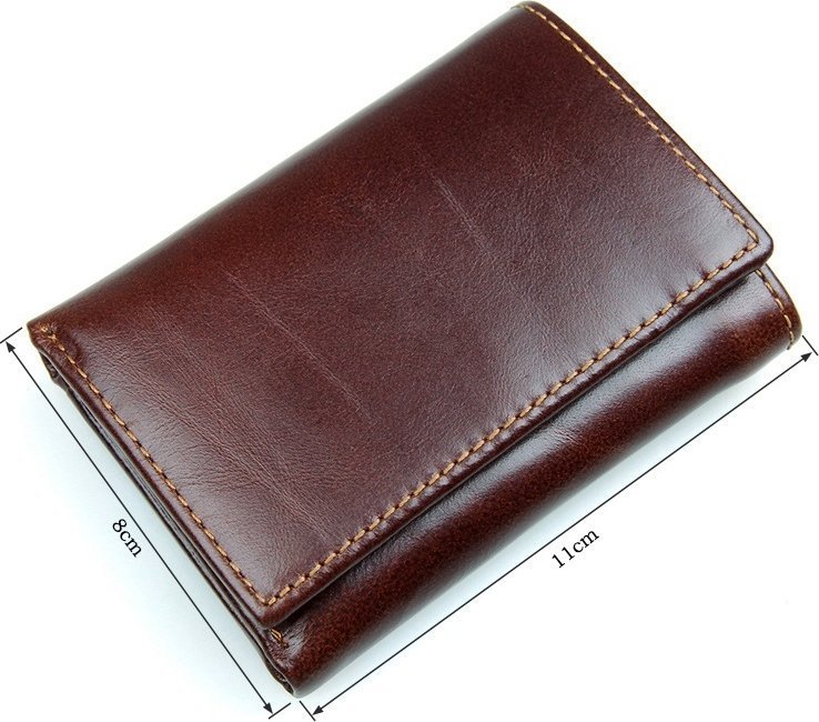 Коричневий гаманець потрійного складання з натуральної якісної шкіри Vintage (14464)
