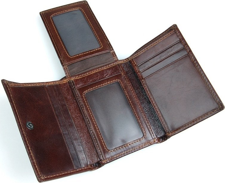 Коричневый кошелек тройного сложения из натуральной качественной кожи Vintage (14464)