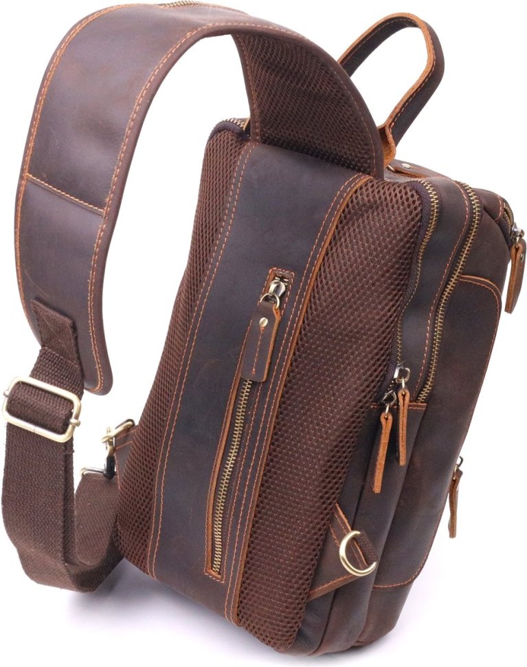 Чоловіча сумка-рюкзак коричневого кольору з вінтажної шкіри Vintage (2421303)