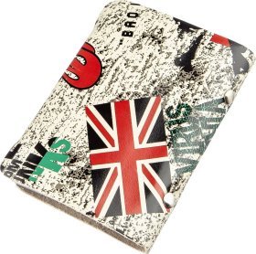 Маленька шкіряна візитниця з принтом Rolling Stones - Shvigel (2419080)