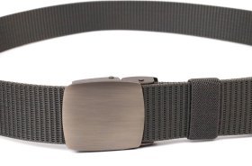 Практичный мужской ремень из серого текстиля с металлической пряжкой Vintage (2420597)