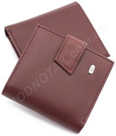 Бордовый кожаный маленький кошелечек женский ST Leather (17479)