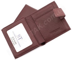 Бордовый кожаный маленький кошелечек женский ST Leather (17479)