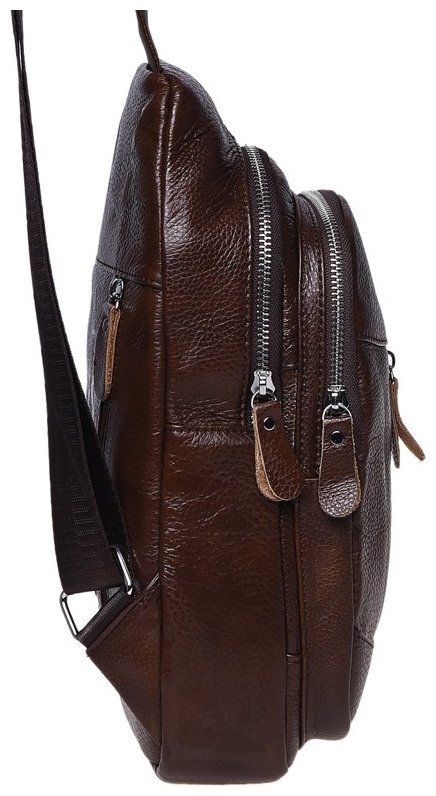 Мужской кожаный слинг коричневого цвета через плечо Borsa Leather 93492 modnotak фото №5