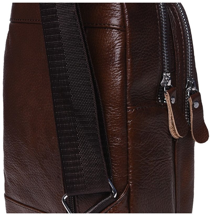 Мужской кожаный слинг коричневого цвета через плечо Borsa Leather 93492 modnotak фото №7