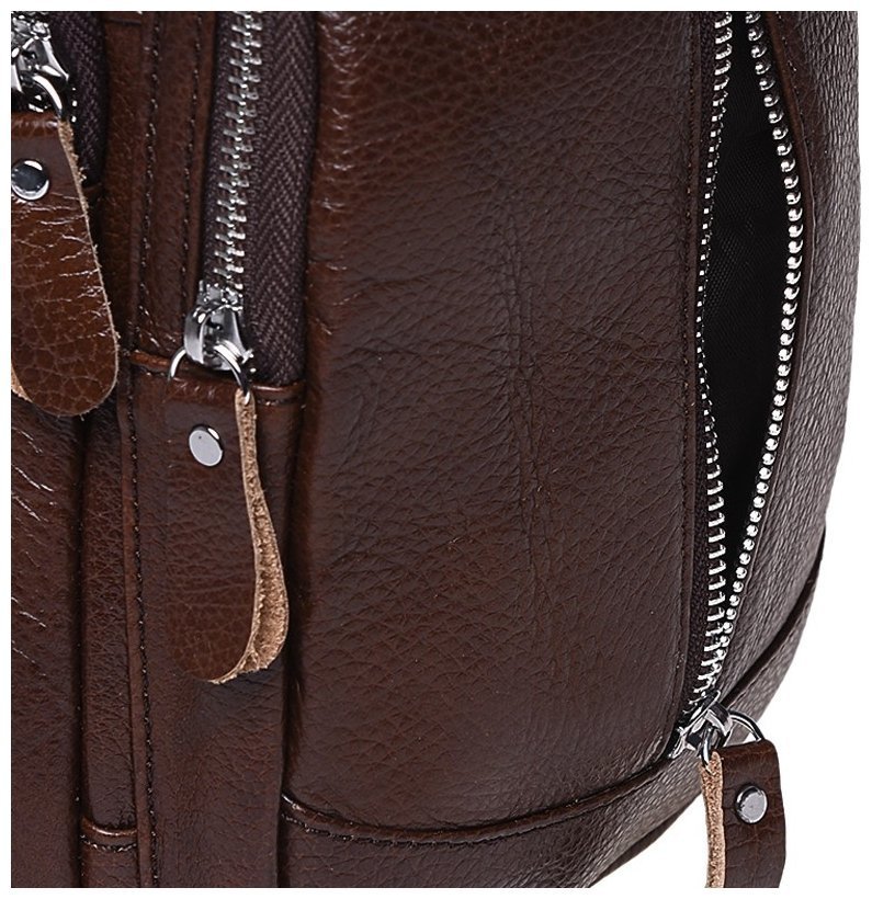 Мужской кожаный слинг коричневого цвета через плечо Borsa Leather 93492 modnotak фото №8