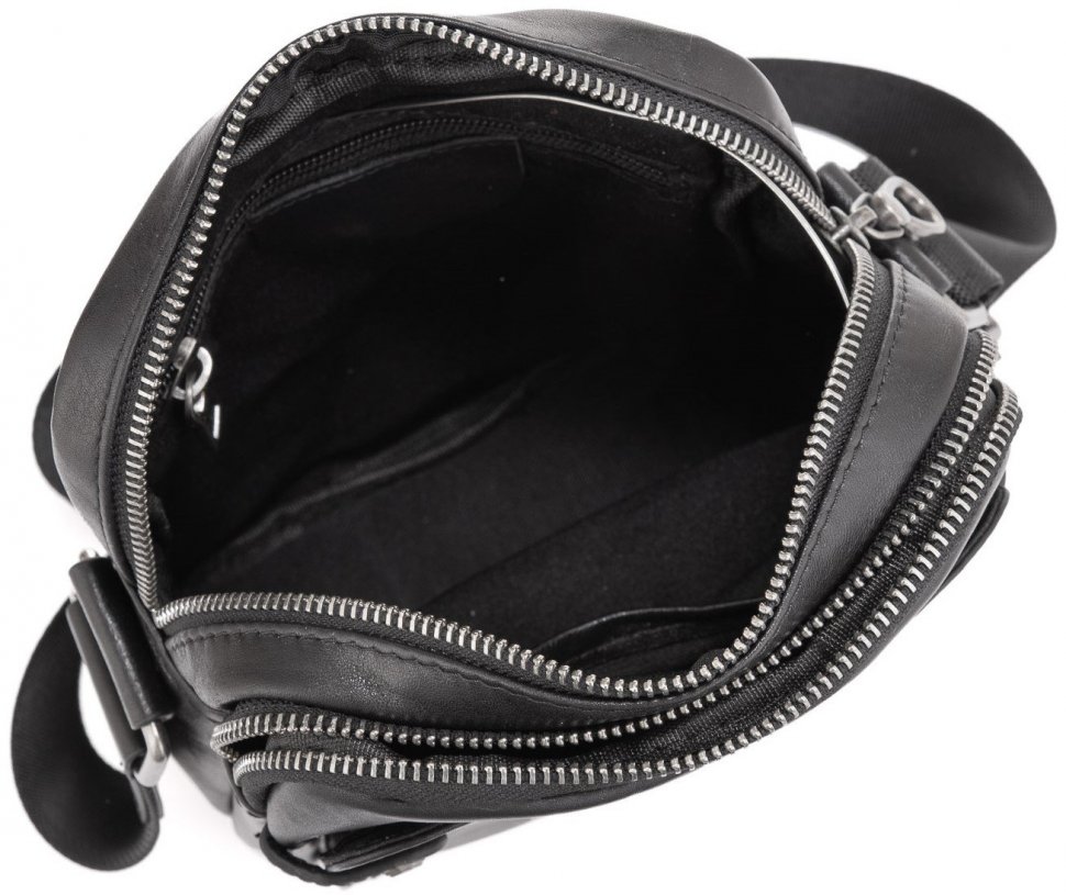 Вместительная мужская сумка-планшет через плечо из натуральной кожи на два отдела Tiding Bag (15834)