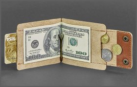 Стильный зажим для денег из натуральной кожи с отделением для монет BlankNote (12572)