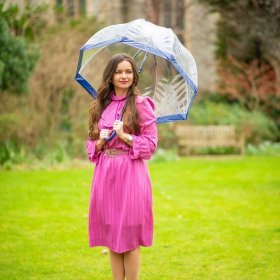 Зонт-трость женский Fulton Birdcage-1 L041 Navy (Механика, прозрачный с синими вставками) 93792