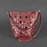 Плетеная женская сумка бордового цвета из высококачественной кожи BlankNote Пазл M (12766) - 3