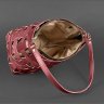 Плетеная женская сумка бордового цвета из высококачественной кожи BlankNote Пазл M (12766) - 2