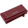 Довгий жіночий гаманець горизонтального формату із червоної шкіри під крокодила KARYA (21001) - 6