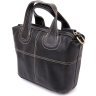 Чорна жіноча сумка на блискавці з натуральної флотар Vintage (20407) - 1