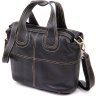 Чорна жіноча сумка на блискавці з натуральної флотар Vintage (20407) - 2