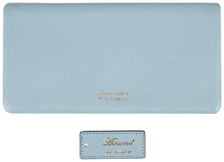 Женский кошелек из кожи флотар светло голубого цвета на кнопке Ashwood J56 94192 modnotak фото №2
