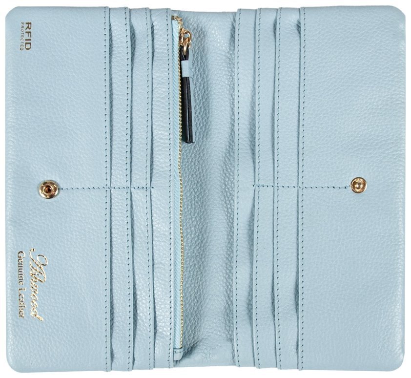 Женский кошелек из кожи флотар светло голубого цвета на кнопке Ashwood J56 94192 modnotak фото №3