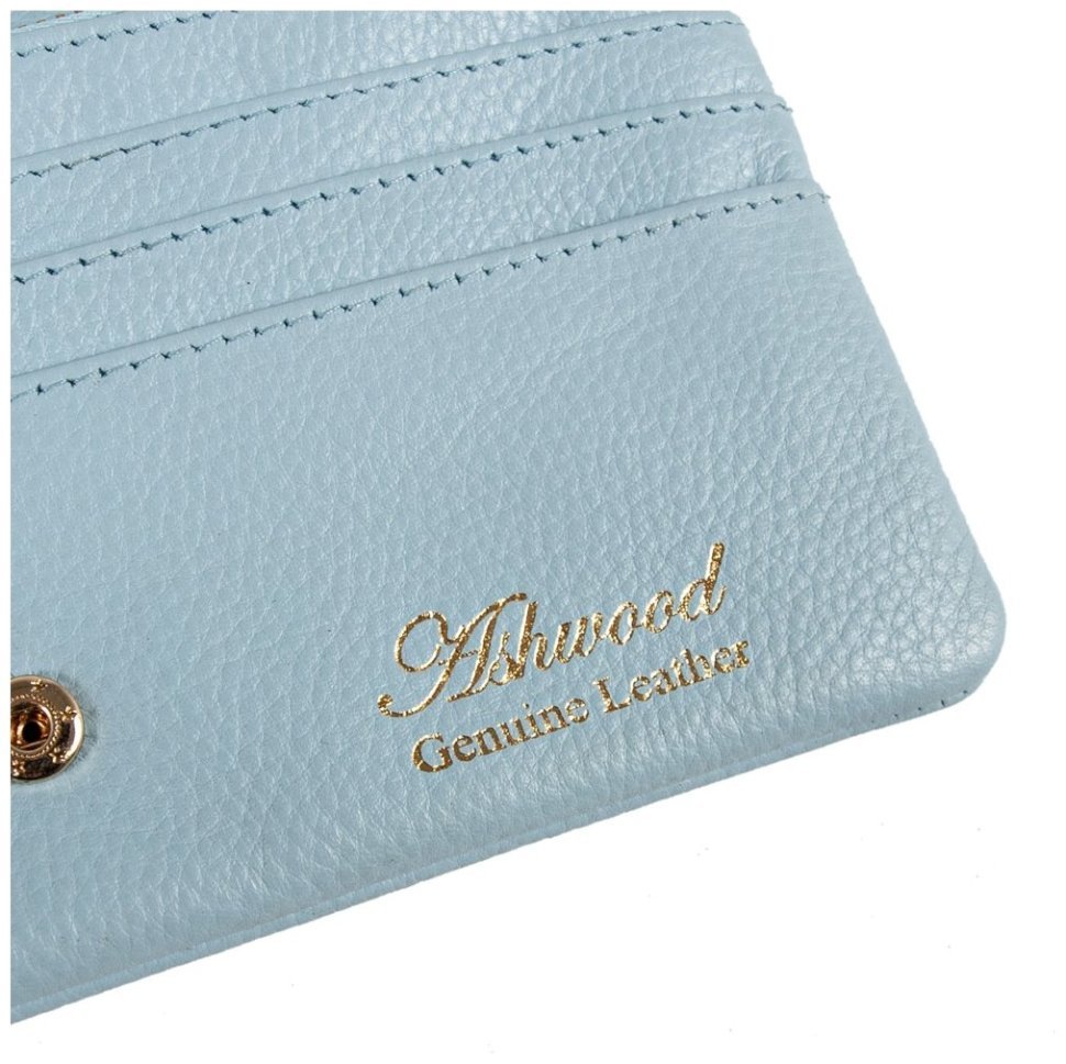 Женский кошелек из кожи флотар светло голубого цвета на кнопке Ashwood J56 94192 modnotak фото №5