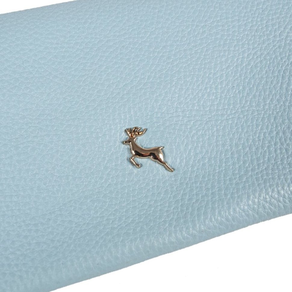 Женский кошелек из кожи флотар светло голубого цвета на кнопке Ashwood J56 94192 modnotak фото №7