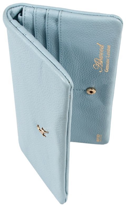 Женский кошелек из кожи флотар светло голубого цвета на кнопке Ashwood J56 94192 modnotak фото №8