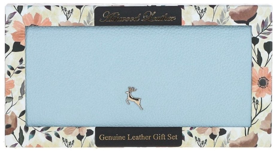 Женский кошелек из кожи флотар светло голубого цвета на кнопке Ashwood J56 94192 modnotak фото №10