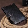 Черное мужское портмоне из фактурной кожи с рыжей строчкой Vintage (14387) - 2