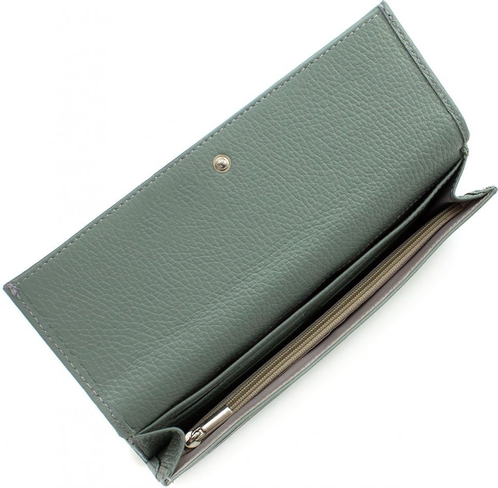 Блідо-зелений місткий гаманець з натуральної шкіри Tony Bellucci (10824)