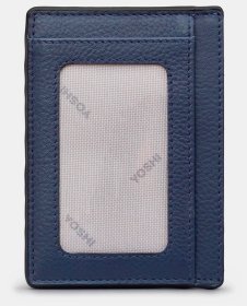 Кардхолдер из натуральной фактурной кожи тёмно-синего цвета Yoshi 94392