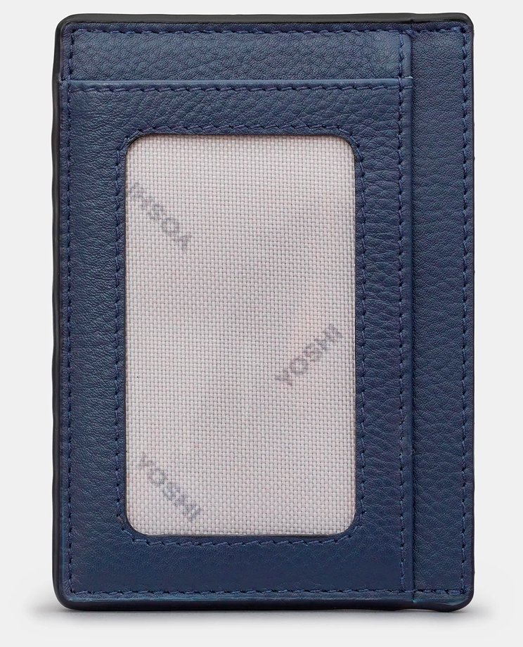 Кардхолдер из натуральной фактурной кожи тёмно-синего цвета Yoshi 94392 modnotak фото №2