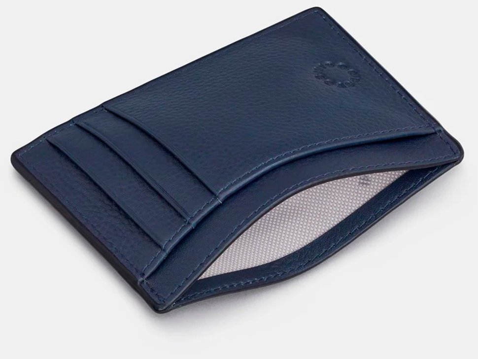 Кардхолдер из натуральной фактурной кожи тёмно-синего цвета Yoshi 94392 modnotak фото №4