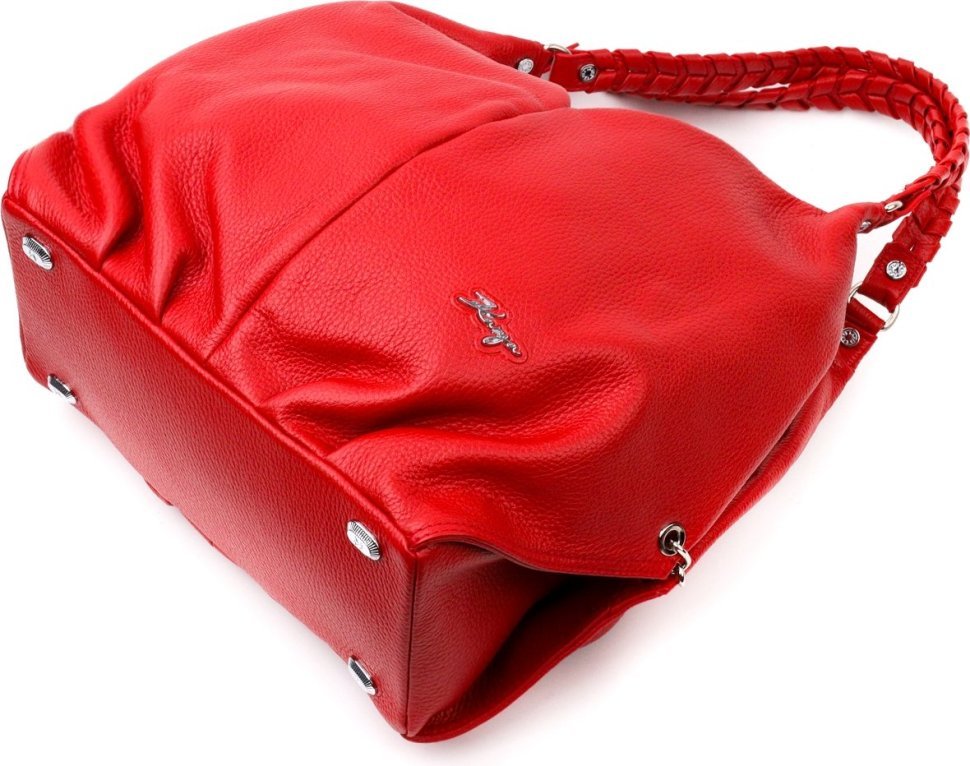 Красная женская повседневная сумка на плечо крупного размера из кожи флотар KARYA (2420878) 