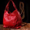 Красная женская повседневная сумка на плечо крупного размера из кожи флотар KARYA (2420878)  - 10