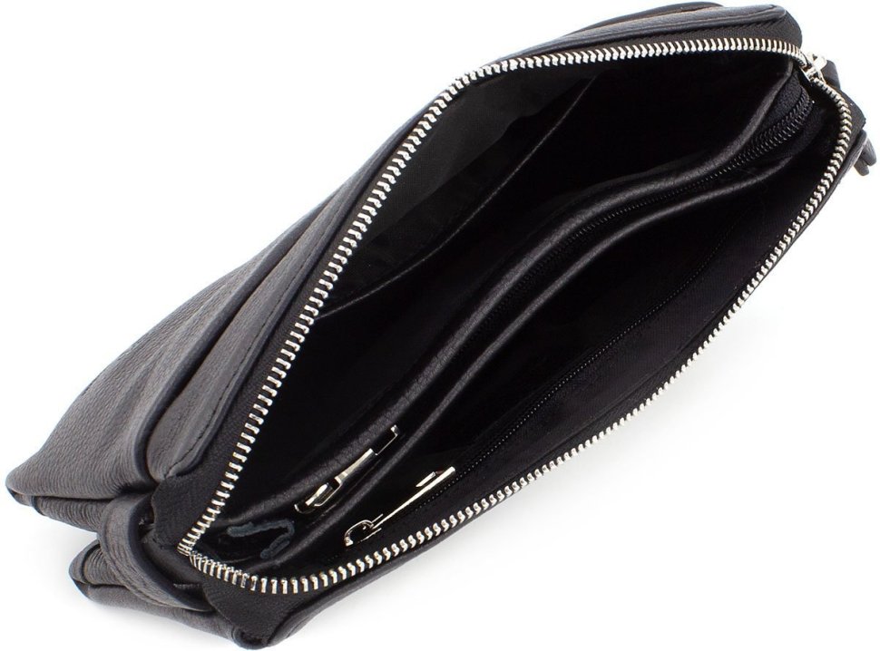 Мужской клатч черного цвета из фактурной кожи Leather Collection (11119)